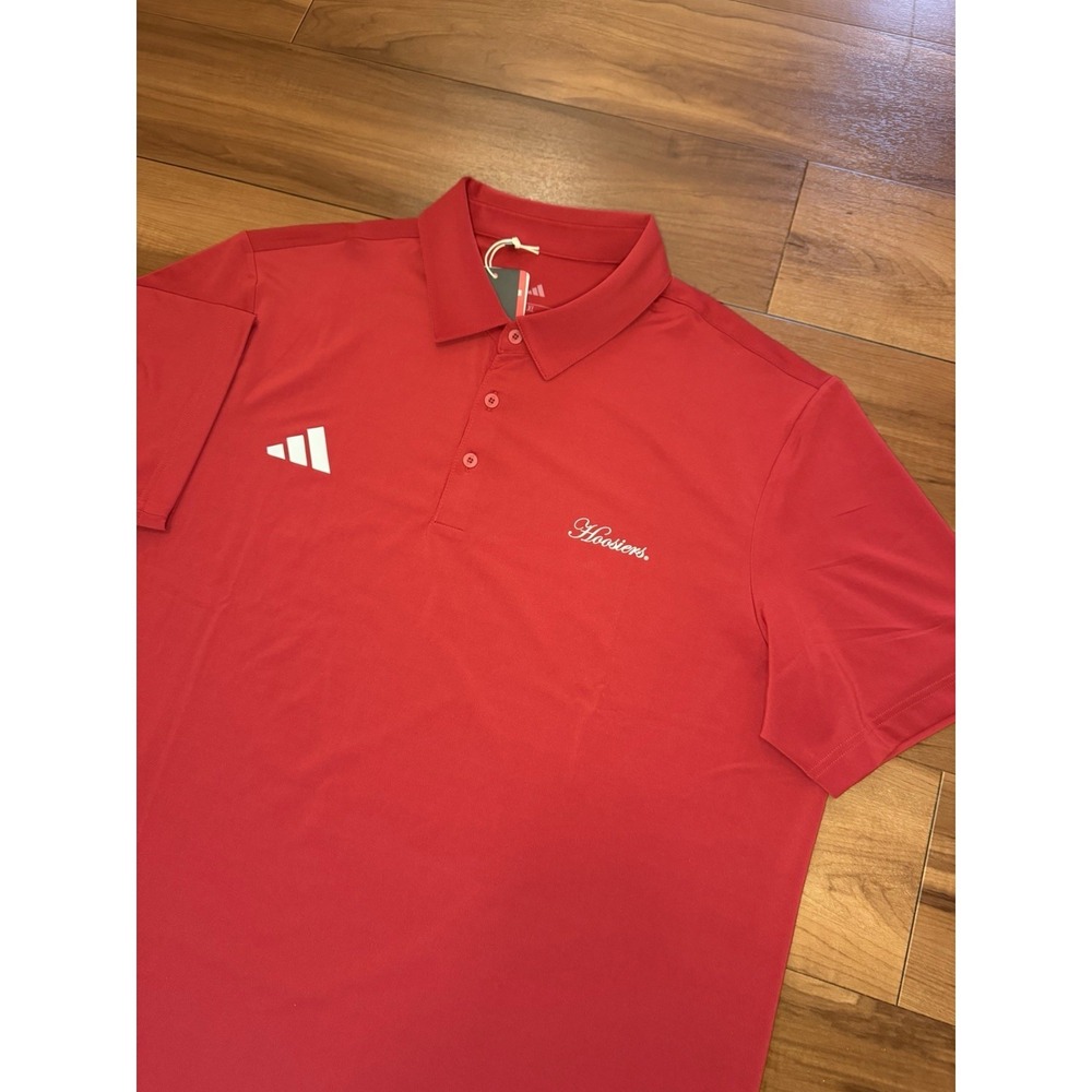NWT adidas Indiana Hoosiers IU Spring Fling Script Polo Shirt Red Men's Size XL